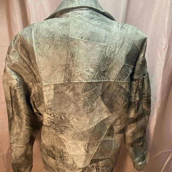 Bloomies: vintage 80s grey patchwork leather jacket - Picture 7 of 9